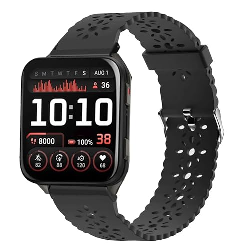 Blueshaweu Damen Armband Kompatibel für Garmin Venu X1 (51mm), Sport Schlank Ausgehöhlt Ersatzarmband Kompatibel mit Garmin Venu X1 GPS Smartwatch (Schwarz) von Blueshaweu