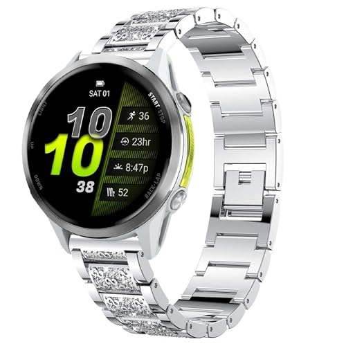 Blueshaweu Damen Armband Kompatibel mit Garmin Forerunner 970, Metall Band Premium Edelstahl Bracelet Gurt Kompatibel mit Garmin Forerunner 970, 965, 955/955 solar, 745 ﻿ (Silber) von Blueshaweu