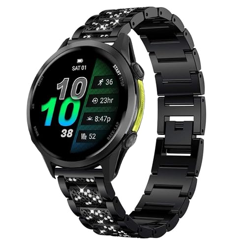 Blueshaweu Damen Armband Kompatibel mit Garmin Forerunner 970, Metall Band Premium Edelstahl Bracelet Gurt Kompatibel mit Garmin Forerunner 970, 965, 955/955 solar, 745 ﻿ (schwarz) von Blueshaweu