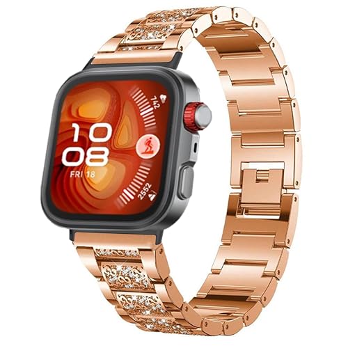 Blueshaweu Damen Armband Kompatibel mit HUAWEI Watch FIT 4 Pro Smartwatch, Metall Band Premium Edelstahl Bracelet Gurt Kompatibel Für HUAWEI Watch FIT 4 Pro, Fit 4, Fit 3 (Roségold) von Blueshaweu