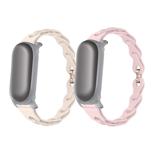 Blueshaweu Damen Armband Kompatibel mit PLAUD NotePin Sprachrekorder, Schlank Einkettiges Elegant Silikon Ersatz Armband Kompatibel Für PLAUD NotePin KI-Sprachrekorder (off white+Rosa) von Blueshaweu