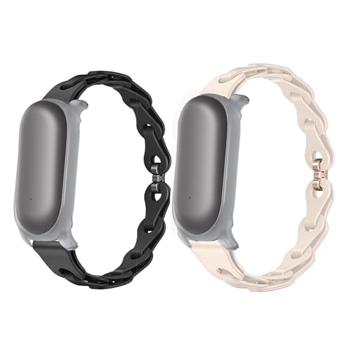 Blueshaweu Damen Armband Kompatibel mit PLAUD NotePin Sprachrekorder, Schlank Einkettiges Elegant Silikon Ersatz Armband Kompatibel Für PLAUD NotePin KI-Sprachrekorder (schwarz+off white) von Blueshaweu