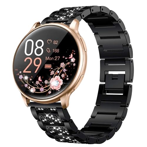 Blueshaweu Damen Armband Kompatibel mit RUXINGX Smartwatch Damen 1.32" G35, Metall Band Premium Edelstahl Bracelet Gurt Kompatibel Für RUXINGX G35 Smartwatch (schwarz) von Blueshaweu