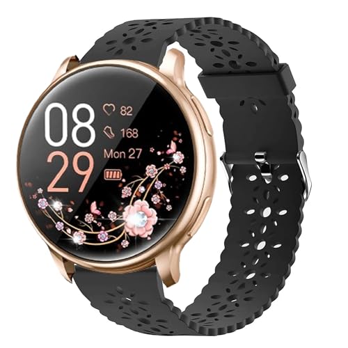 Blueshaweu Damen Armband Kompatibel mit RUXINGX Smartwatch Damen 1.32" G35, Sport Schlank Ausgehöhlt Ersatzarmband Kompatibel Für RUXINGX G35 Smartwatch (Schwarz) von Blueshaweu