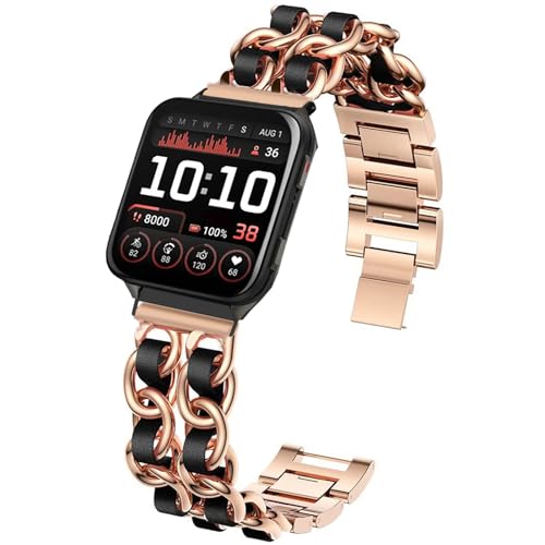 Blueshaweu Damen Kettenbänder Kompatibel für Garmin Venu X1 (51mm), Metall Band Premium Edelstahl Bracelet Gurt Kompatibel mit Garmin Venu X1 GPS Smartwatch (Rose Gold) von Blueshaweu