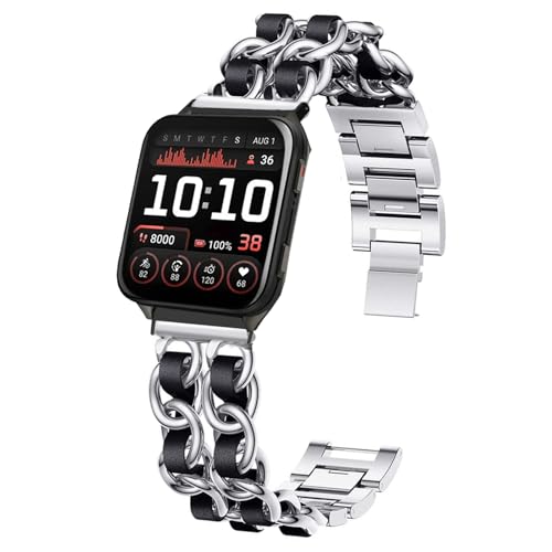 Blueshaweu Damen Kettenbänder Kompatibel für Garmin Venu X1 (51mm), Metall Band Premium Edelstahl Bracelet Gurt Kompatibel mit Garmin Venu X1 GPS Smartwatch (Silber) von Blueshaweu