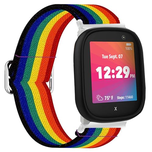 Blueshaweu Einstellbar Stoff Armbänder kompatibel mit Xplora X6 Play, Weich und Dehnbar Elastizität Ersatzband für Xplora X6 Play Kinder Smartwatch (Regenbogen) von Blueshaweu