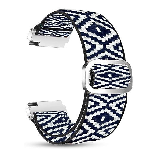 Blueshaweu Einstellbar Stoff Uhrenarmband, Weich und Dehnbar Elastizität Ersatzband für 18mm 20mm 22mm Uhr (18mm, Blaues Gitter) von Blueshaweu