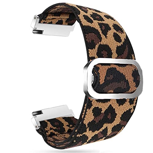 Blueshaweu Einstellbar Stoff Uhrenarmband, Weich und Dehnbar Elastizität Ersatzband für 18mm 20mm 22mm Uhr (18mm, Leopard) von Blueshaweu