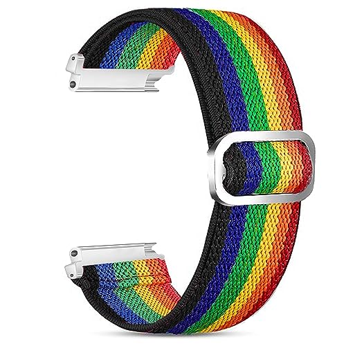 Blueshaweu Einstellbar Stoff Uhrenarmband, Weich und Dehnbar Elastizität Ersatzband für 18mm 20mm 22mm Uhr (18mm, Regenbogen) von Blueshaweu