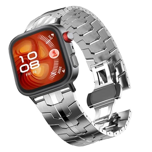 Blueshaweu Kompatibel für HUAWEI Watch FIT 4 Pro Smartwatch Armband, Herren Metall Glieder Ersatzarmband Kompatibel mit HUAWEI Watch FIT 4 Pro, Fit 4, Fit 3 (Silber) von Blueshaweu