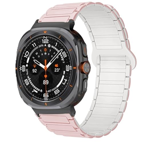 Blueshaweu Kompatibel mit Samsung Galaxy Watch Ultra Armband 47mm (2024) Herren Damen, 22mm Magnetisch Sport Loop Silikon Ersatzarmband für Galaxy Watch 7 Ultra 47mm (Rosa) von Blueshaweu