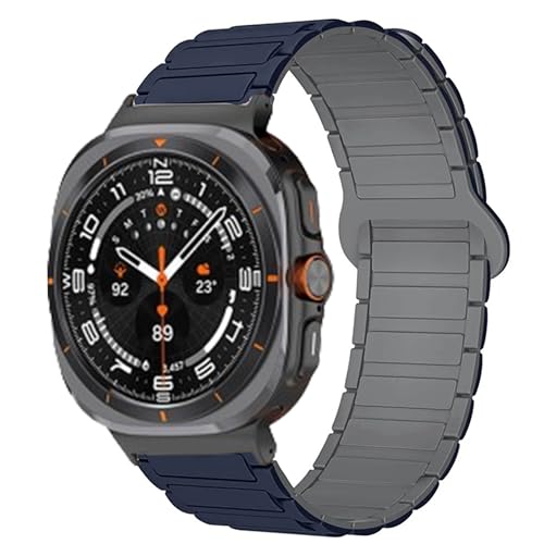 Blueshaweu Kompatibel mit Samsung Galaxy Watch Ultra Armband 47mm (2024) Herren Damen, 22mm Magnetisch Sport Loop Silikon Ersatzarmband für Galaxy Watch 7 Ultra 47mm (blau) von Blueshaweu