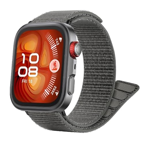 Blueshaweu Loop Nylon Armband Kompatibel mit HUAWEI Watch FIT 4 Pro, Ultraleichtes Schnell Trocknen Schleife Waschbar Uhrenarmband Kompatibel Für HUAWEI Watch FIT 4 Pro, Fit 4, Fit 3 (Grau) von Blueshaweu