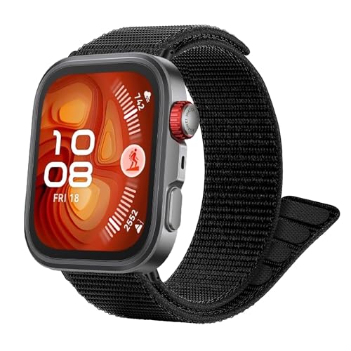 Blueshaweu Loop Nylon Armband Kompatibel mit HUAWEI Watch FIT 4 Pro, Ultraleichtes Schnell Trocknen Schleife Waschbar Uhrenarmband Kompatibel Für HUAWEI Watch FIT 4 Pro, Fit 4, Fit 3 (schwarz) von Blueshaweu