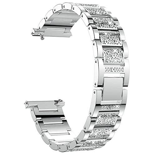 Blueshaweu Metall Band Premium Edelstahl Bracelet Gurt Uhrenarmband – 18mm 20mm 22mm – Verstellbares Ersatzarmband für Damen (Silber, 22mm) von Blueshaweu
