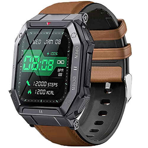 Blueshaweu Onetuo Armband Kompatibel Für LEMFO K55 Smartwatch, Leder Silikon Classic Ersatz Uhrenarmband Für LEMFO K55 / EIGIIS K55 /LinsonK K55 Smartwatch (braun) von Blueshaweu