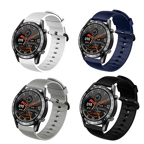 Blueshaweu Onetuo Armband Kompatibel Für LIGE I9M Smartwatch Herren, Sport Silikon Classic Ersatz Uhrenarmband Für LIGE I9M Smartwatch (4 Pack) von Blueshaweu