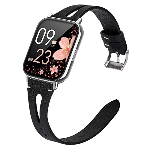 Blueshaweu Onetuo Armband Kompatibel Für SWGOTA 2023 Smartwatch Damen 1.85", Quick Release Leder Classic Ersatz Uhrenarmband Für SWGOTA CS2PRO Smartwatch (schwarz) von Blueshaweu