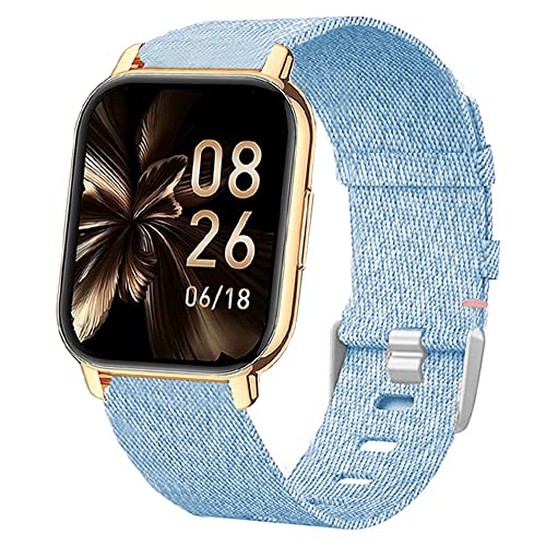 Blueshaweu Onetuo Armband Kompatibel für Popglory Smartwatch 1.85 zoll, Nylon Strick Replacement Uhrenarmband für Popglory P66 Smartwatch (blau) von Blueshaweu