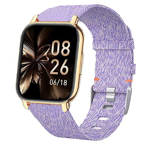 Blueshaweu Onetuo Armband Kompatibel für Popglory Smartwatch 1.85 zoll, Nylon Strick Replacement Uhrenarmband für Popglory P66 Smartwatch (lila) von Blueshaweu