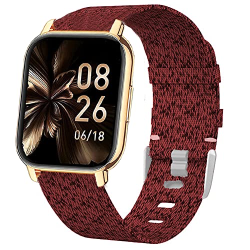 Blueshaweu Onetuo Armband Kompatibel für Popglory Smartwatch 1.85 zoll, Nylon Strick Replacement Uhrenarmband für Popglory P66 Smartwatch (rot) von Blueshaweu