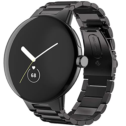 Blueshaweu Armband Kompatibel mit Google Pixel Watch 2, Classic Edelstahl Uhrenarmband für Google Pixel Watch/Google Pixel Watch 2 (schwarz) von Blueshaweu