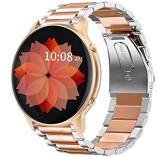 Blueshaweu Onetuo Armband Kompatibel mit TUYOMA Smartwatch 1.28", Classic Edelstahl Uhrenarmband für TUYOMA LW36 Smartwatch (Silber-Roségold) von Blueshaweu