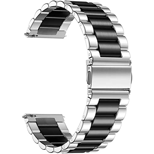 Blueshaweu Unisex Edelstahl Schnellspanner Uhrenarmband für 16mm 18mm 19mm 20mm 22mm 24mm Uhr (22mm, Silber-schwarz) von Blueshaweu