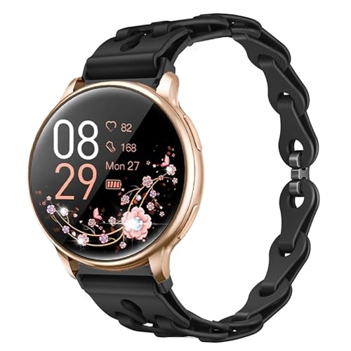Blueshaweu damen Armband Kompatibel mit RUXINGX Smartwatch Damen 1.32" G35, Schlank Einkettiges Elegant Silikon Ersatz Uhrenarmband Kompatibel Für RUXINGX G35 Smartwatch (schwarz) von Blueshaweu