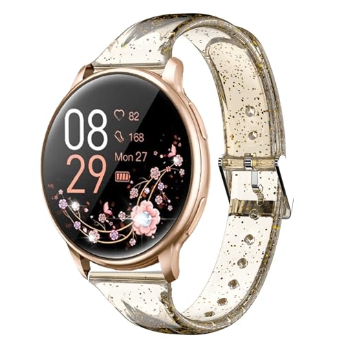 Blueshaweu damen Armband Kompatibel mit RUXINGX Smartwatch Damen 1.32" G35, Transparentes Silikon Ersatz Uhrenarmband Kompatibel Für RUXINGX G35 Smartwatch (Goldene) von Blueshaweu