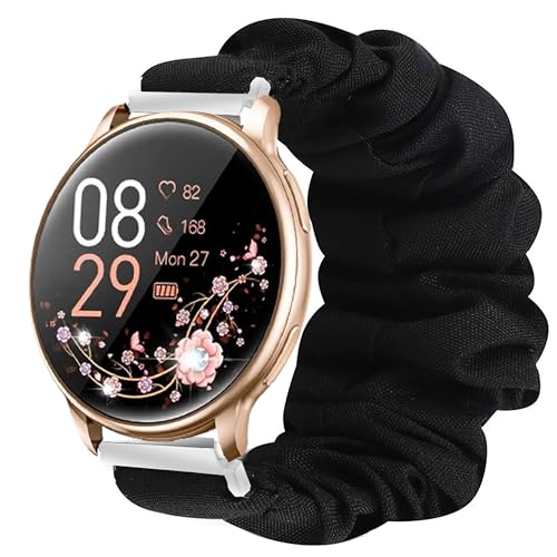 Blueshaweu damen Armband Kompatibel mit RUXINGX Smartwatch Damen 1.32" G35, weiche Haargummis Uhrenarmband Kompatibel Für RUXINGX G35 Smartwatch (schwarz) von Blueshaweu