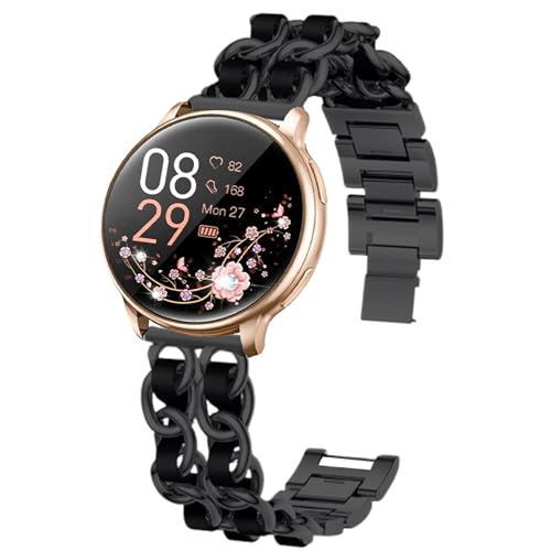 Blueshaweu damen Kettenbänder Kompatibel mit RUXINGX Smartwatch Damen 1.32" G35, Metall Band Premium Edelstahl Bracelet Gurt Kompatibel Für RUXINGX G35 Smartwatch (schwarz) von Blueshaweu