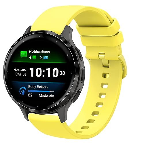 Blueshaweu für Garmin Venu 3S armband, Sport Silikon Armbänder Kompatibel mit Garmin Venu 3S/Venu 2S/Forerunner 265S/Forerunner 255S/Vivomove 3S Smartwatch (gelb) von Blueshaweu