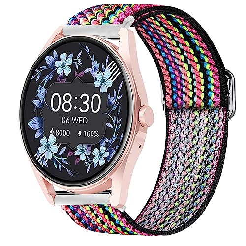 Blueshaweu für HUAKUA Smartwatch H2 armband, Einstellbar Stoff Armbänder, Weich und Dehnbar Elastizität Ersatzband für HUAKUA H2 Smartwatch (Regenbogen) von Blueshaweu