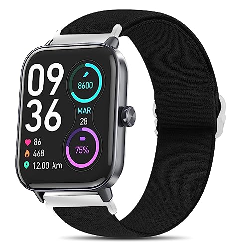 Blueshaweu für IDW19 Smartwatch Einstellbar Stoff Armbänder, Weich und Dehnbar Elastizität Ersatzband für Konitee IDW19/ TOOBUR IDW19 / Loddery IDW19 Smartwatch (schwarz) von Blueshaweu