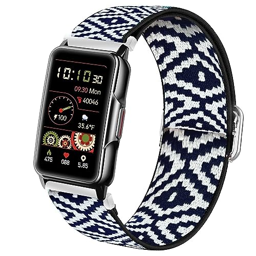 Blueshaweu für Kesasohe/Findtime/ECOSOON H80 Smartwatch 1,47 Zoll Einstellbar Stoff Armbänder, Weich und Dehnbar Elastizität Ersatzband für H80 Smartwatch (Blaues Gitter) von Blueshaweu