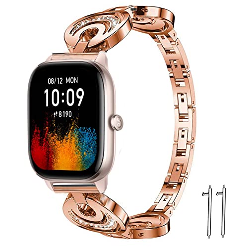 Onetuo Armband Kompatibel für Amazfit GTS 4 Mini, Damen Metall Band Premium Edelstahl Bracelet Gurt für Amazfit GTS 4 Mini Smartwatch (Roségold) von Blueshaweu