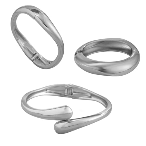 Blueshoop Gold Armreif Manschettenarmbänder für Frauen Teenager Trendy Chunky Vergoldete Große Stacheln Armreifen Set, Twist Verstellbare Armbänder Schmuck Geschenke (3er Set) von Blueshoop