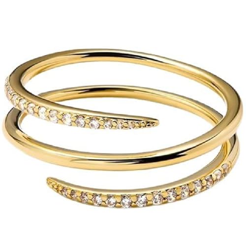 Damen 925 Sterling Silber Einfache Offene Verstellbare Ringe Klassischer Zirkonia Simulierter Diamantring für Sie von Blueshoop