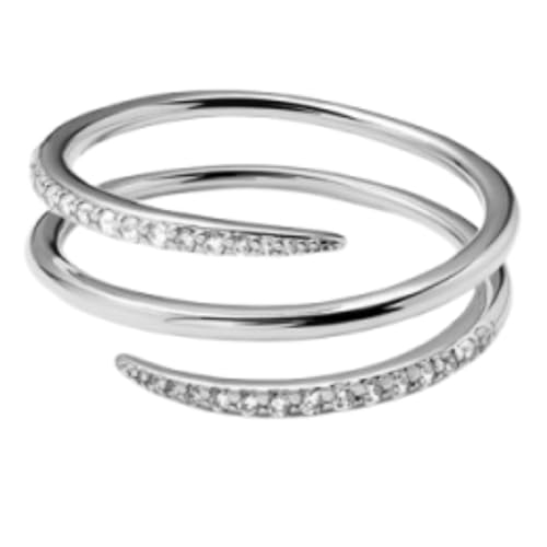 Damen 925 Sterling Silber Einfache Offene Verstellbare Ringe Klassischer Zirkonia Simulierter Diamantring für Sie von Blueshoop