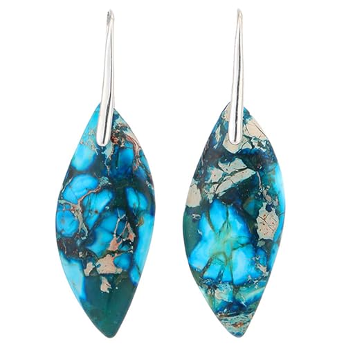 Natürliche Heilstein Ohrringe für Frauen Trendige, böhmische Fischreifen baumeln Tropfen Ohrringe, Bunte Statement Gold Silber Ohrring von Blueshoop