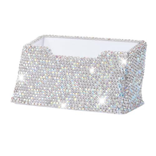 Blueshyhall Visitenkartenhalter Glitzer, Bling visitenkartenständer mit Diamant Strass, Business card holder Kristall strass, Visitenkarten Organizer für Frauen, Männer, Büro Schreibtischen (Weiß) von Blueshyhall