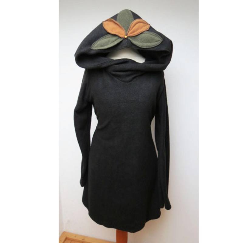 Langer Hoodie Pullover Longshirt Kleid - Sweatshirt Goa, Hippie, Boho, Gipsy Festival Pixie S M L von Bluetentanz