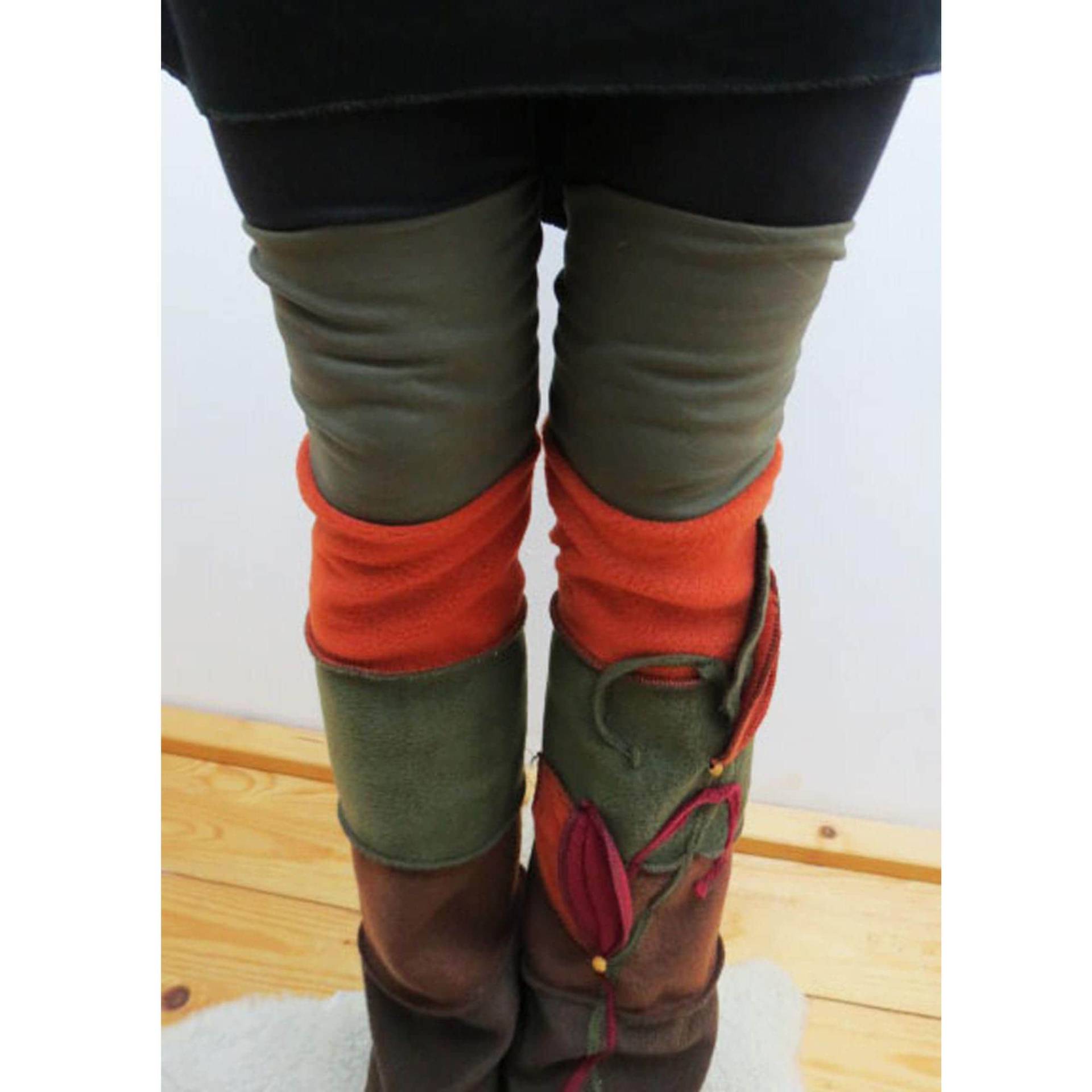 Unikat Beinstulpen Lange Stulpen Overknee - Goa, Larp, Boho, Hippie, Festival Elfe Onesize von Bluetentanz