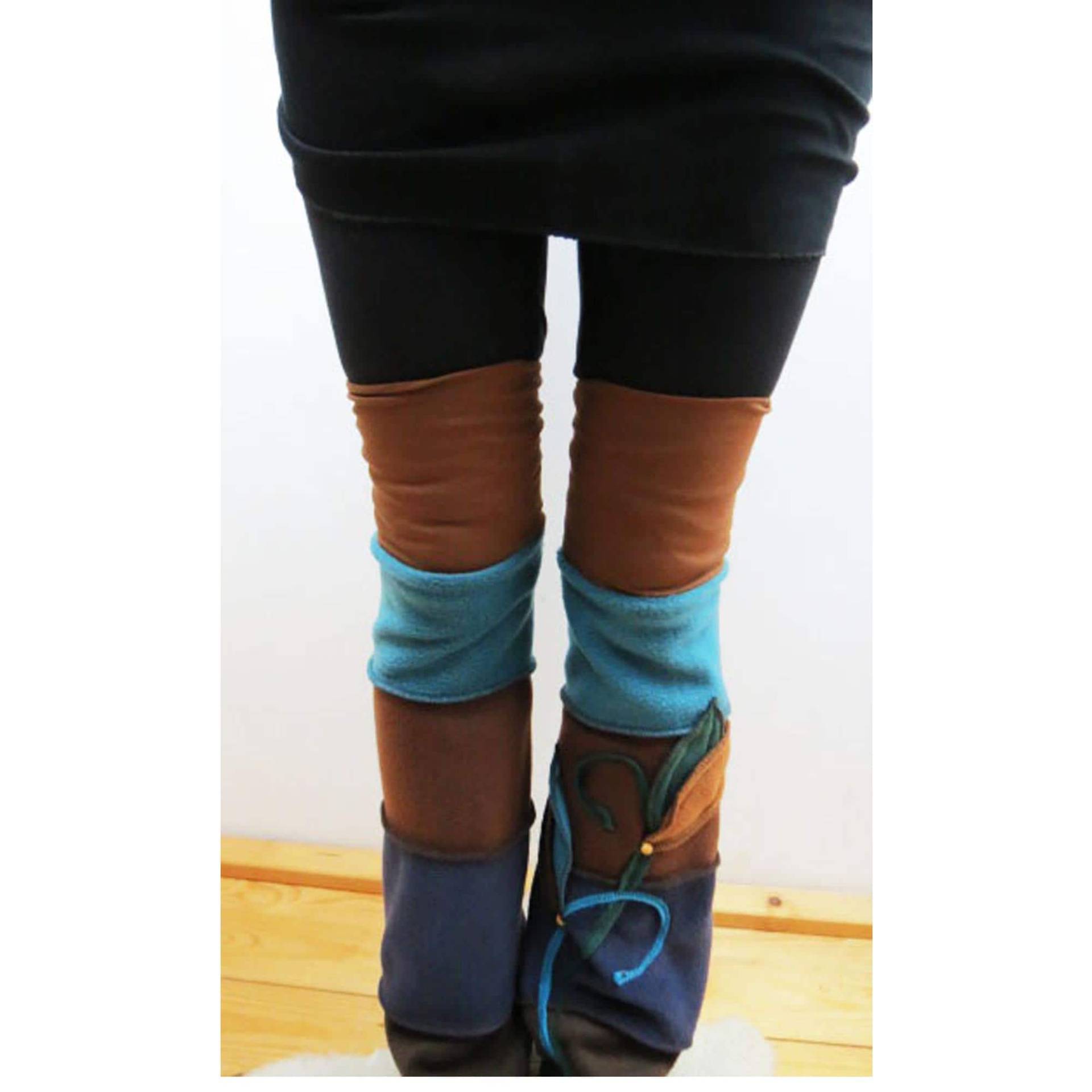 Unikat Beinstulpen Lange Stulpen Overknee - Goa, Larp, Boho, Hippie, Festival Elfe Onesize von Bluetentanz