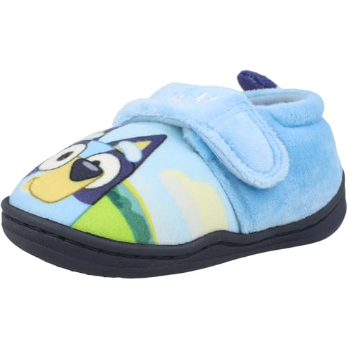 Bluey, Unisex-Kinderhausschuhe für Jungen oder Mädchen, mit Klettverschluss und 3D-Schwanz, blau, Größe 10 UK, 28 EU von Bluey