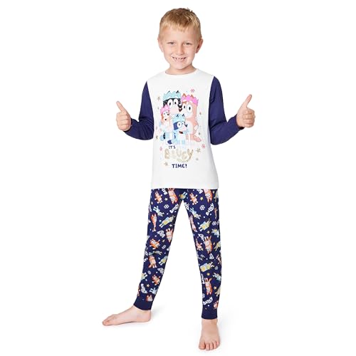 Bluey Familien-Pyjamas - 2-teiliges Pyjama-Set für Eltern und Kinder - mit Ärmel- und Knöchelmanschetten ((Weiß/Blau Kinder, 2-3 Jahre) von Bluey