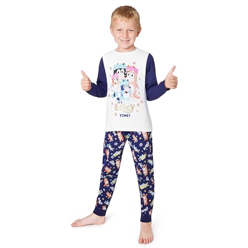 Bluey Familien-Pyjamas - 2-teiliges Pyjama-Set für Eltern und Kinder - mit Ärmel- und Knöchelmanschetten ((Weiß/Blau Kinder, 4-5 Jahre) von Bluey