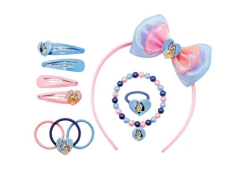 Bluey Haarstyling-Set Haarschmuck-Set mit Schleife, Spangen und Armband für Mädchen von Bluey